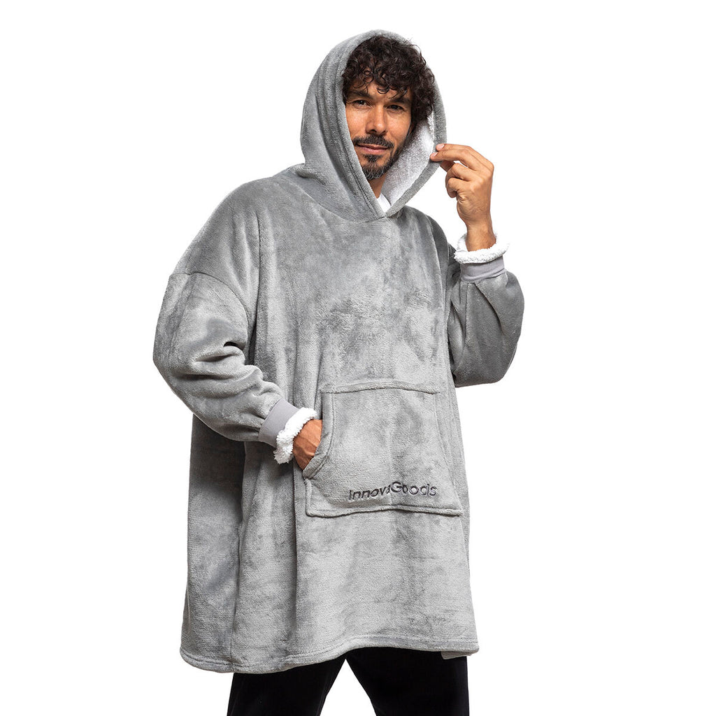 Détail de la doublure sherpa du plaid à capuche WinterWisp